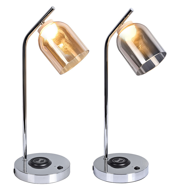 Επιτραπέζιο φωτιστικό led QI με γυάλινη απόχρωση